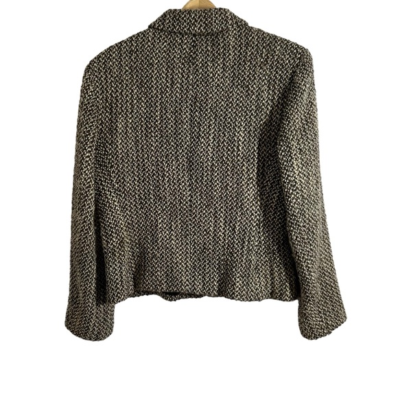Jones New York Vintage Shades Of Brown Wool Silk Tweed Zip Up Blazer, Size 10 - Picture 2 of 10